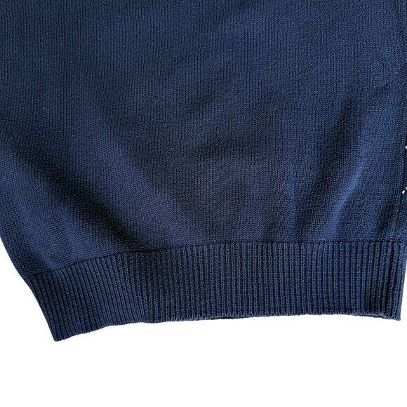 Vtg Preppy Navy Blue Sweater Mens XL Cotton Argyle Nautical Resort Y2K Academia - Picture 7 of 11